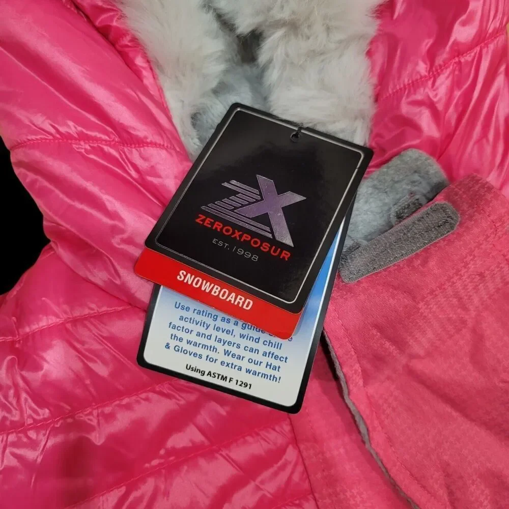 NWT ZeroXposur Girls Snowboarding Heavyweight Jacket & Headband‎ Sz 10/12 Pink